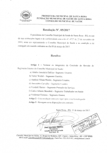 Resolução Nº.005/2017 CMS