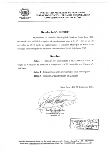 Resolução Nº. 25/2017 CMS